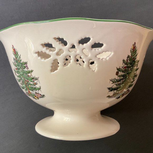 SPODE "Christmas Tree" Pierced Footed Compote/Bowl NWOT - Picture 2 of 7